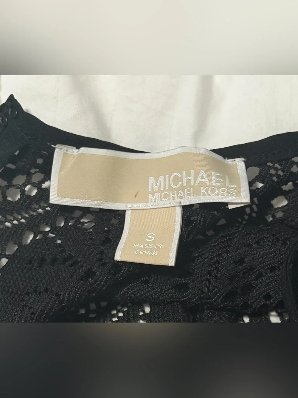 Michael Kors Black Lace Short Sleeve Ruffle Hem Mini Dress